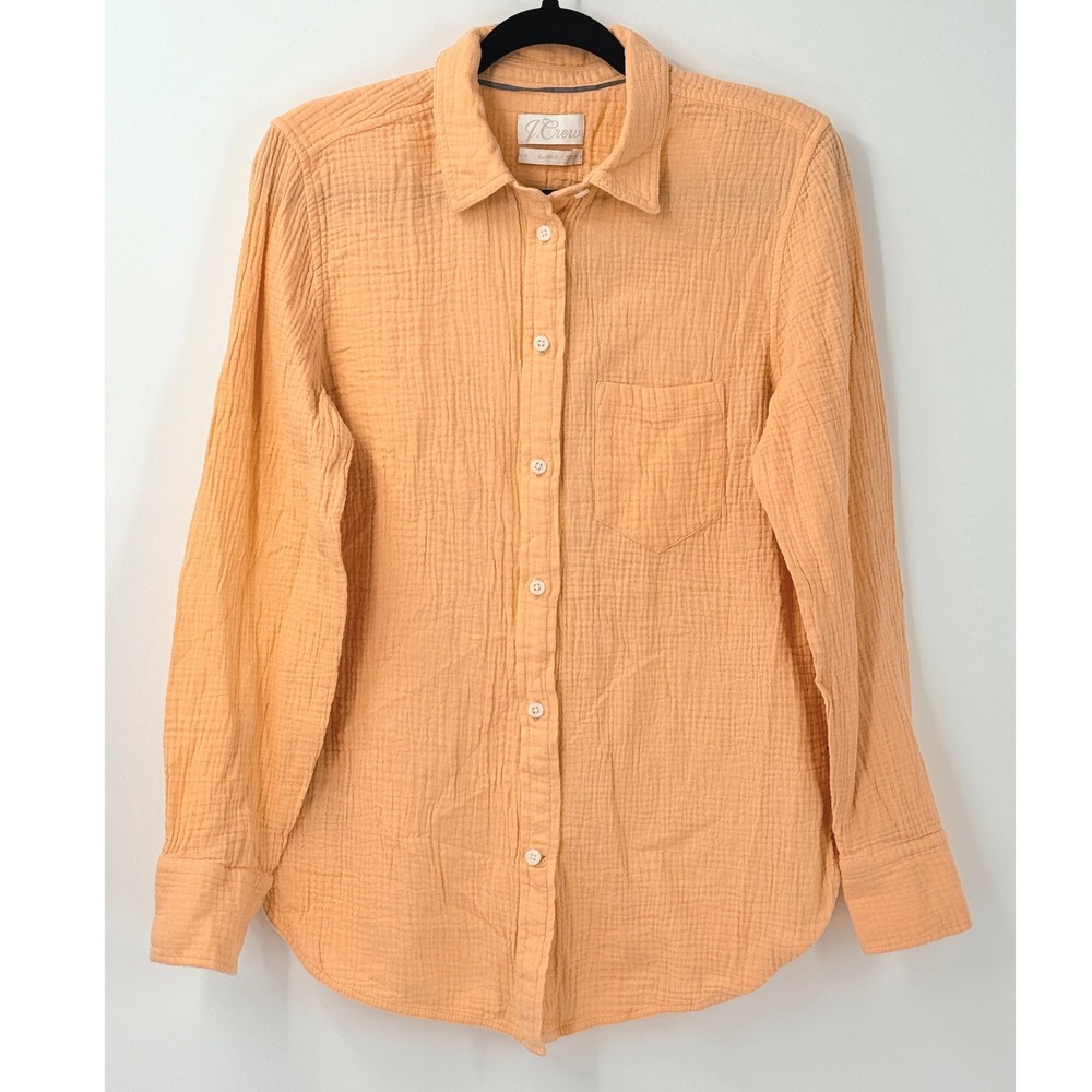 J Crew Womens Gauze Cotton Button Down Shirt Sz 6 beach vacation resortwear boho